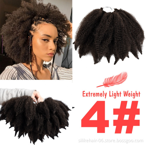 Soft Pure Hot selling Afro Kinky Bulk Synthetic twist marley braiding pre twisted synthetic hair extension for crochet braids